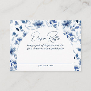 Navy and Dusty Blue Boy Floral Diaper Raffle Enclosure Card