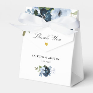 navy and dusty blue floral wedding favour box