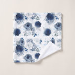 Navy and Dusty Blue Flowers Elegant Floral Wash Cloth<br><div class="desc">Blue floral wash cloth</div>