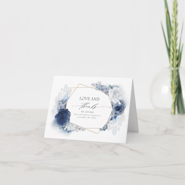 Navy and Dusty Blue Wedding Thank You (Front)