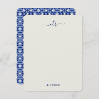 Navy and French Blue Monogram Note Card
