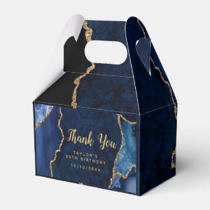 Navy and Gold Agate Birthday Thank You Favor Box