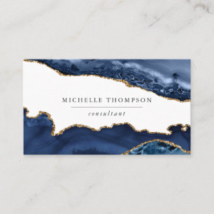 Navy and Gold Agate Business Card