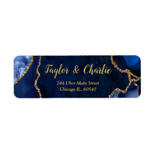 Navy and Gold Agate Marble Wedding