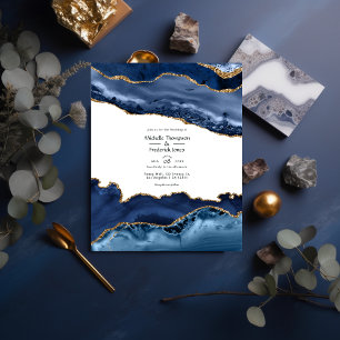 Navy and Gold Agate Wedding Flyer