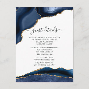 Navy and Gold Agate Wedding Guest Details Enclosure Card