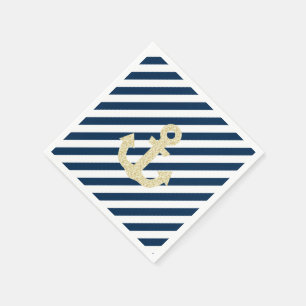 Navy and Gold Anchor Napkins