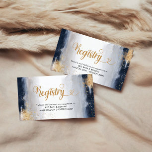 Navy and Gold Baby Shower Registry Card