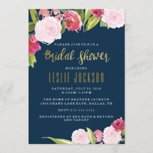 Navy and Gold Bridal Shower Invitation