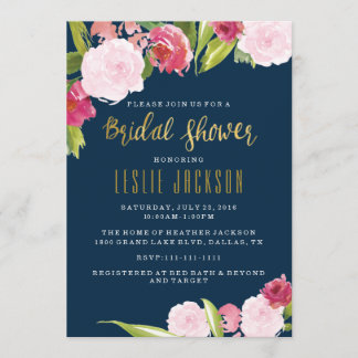Navy and Gold Bridal Shower Invitation