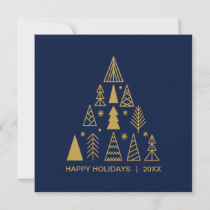 Navy and Gold Christmas Tree   Holiday Square