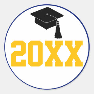 Navy and Gold Class of 2024 Graduation Classic Round Sticker