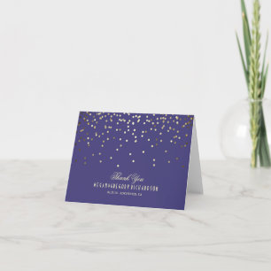 Navy and Gold Confetti Wedding Thank You Card