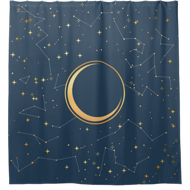 Navy and Gold Crescent Moon Eclipse Constellations (Front)