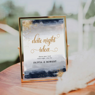 Navy and Gold Date Night Idea Sign