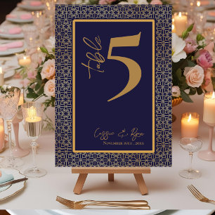 Navy and Gold Design Wedding Party Table Number