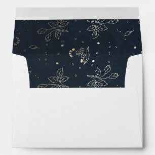 Navy and Gold Floral Vintage Old Wedding Envelope