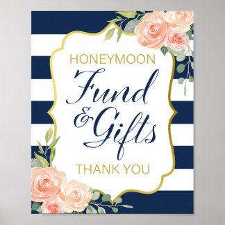 Navy and Gold Foil Wedding Sign 8x10"