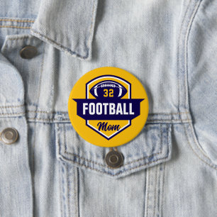 Navy and Gold Football Mom Custom Jersey Number 3 Inch Round Button