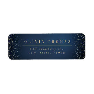 Navy And Gold Glitter Simple Return Address
