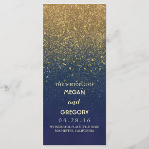 Navy and Gold Glitter Vintage Wedding Programs