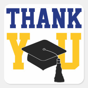 Navy and Gold Graduation Thank You Square Sticker