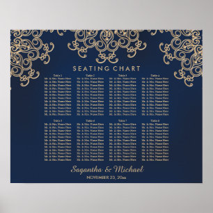 Navy and Gold Indian Inspired Seating Chart