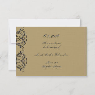 Navy and Gold Masquerade Wedding Save the Date