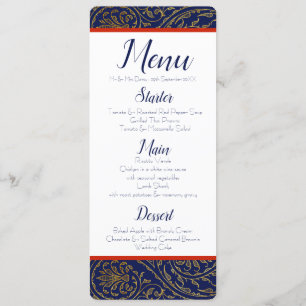 Navy and Gold Menu Invitation
