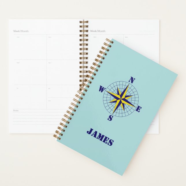 Navy and Gold Nautical Compass Rose Travel  Planner (Display)