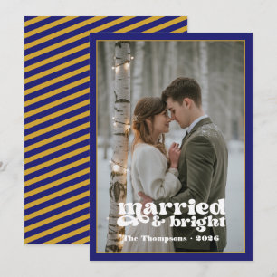 Navy and Gold Newlyweds Christmas Holiday Card