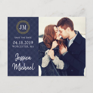 Navy and Gold Photo Save the Date Custom Template