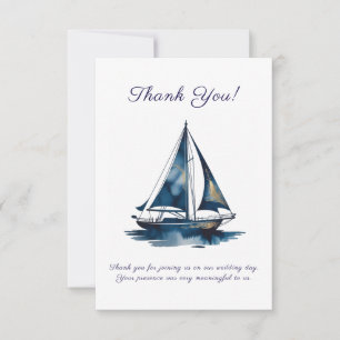 Navy And Gold Sailboat Nautical Wedding Thank You Card