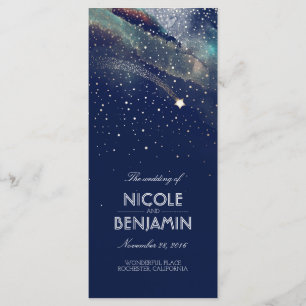 Navy and Gold Shooting Star Night Wedding Programs