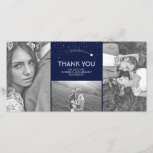 Navy and Gold Shooting Star Wedding Thank You Card