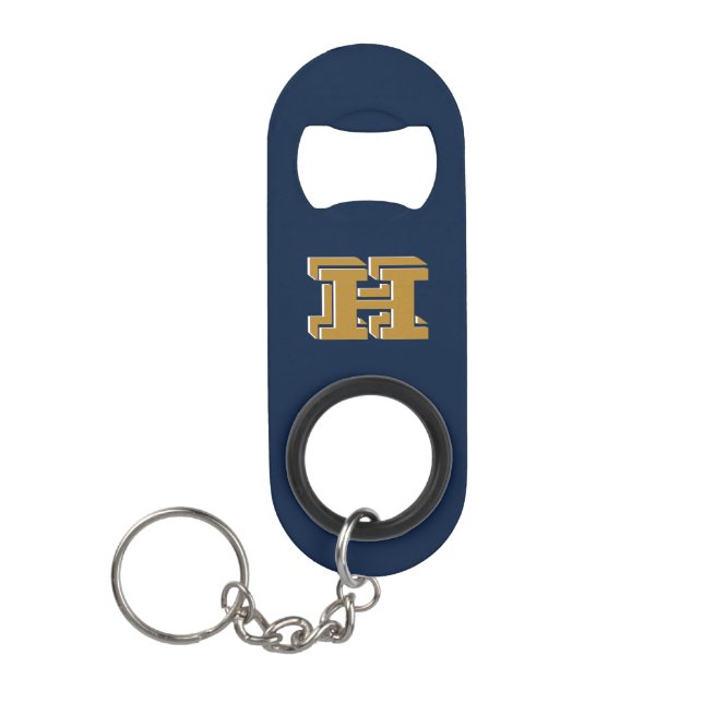 Navy and Gold Stainless Keychain Bottle Opener (Front)