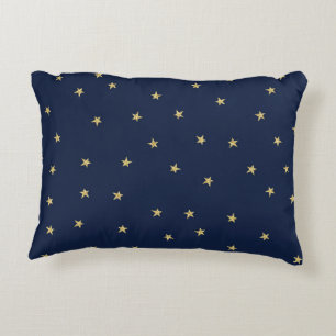 Navy And Gold Stars Decorative Pillow