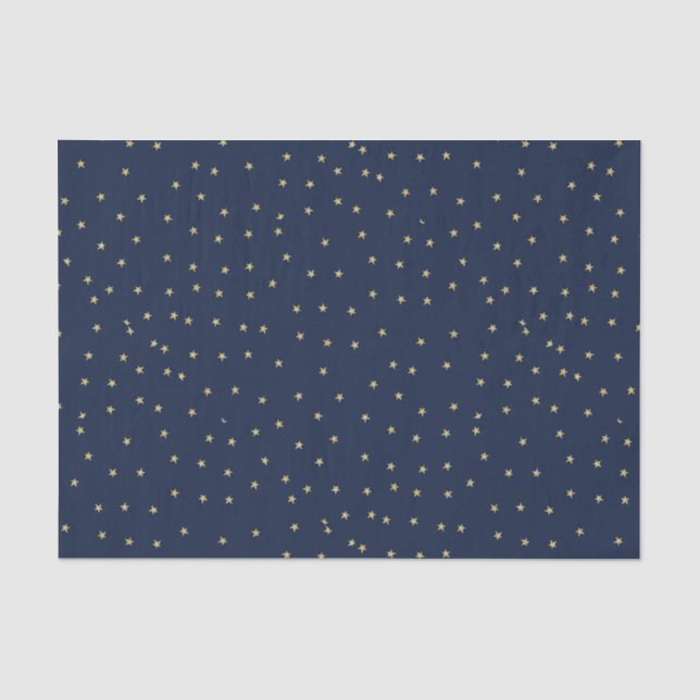 Navy And Gold Stars Tissue Paper (Front)