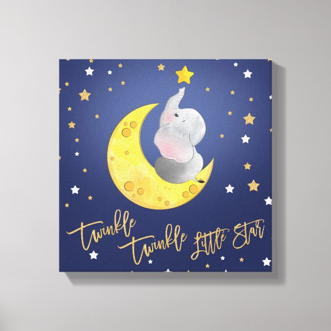 Navy and gold twinkle twinkle little star nursery canvas print (Front)