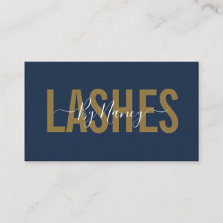 Navy And Gold Typography Lashes Business Card