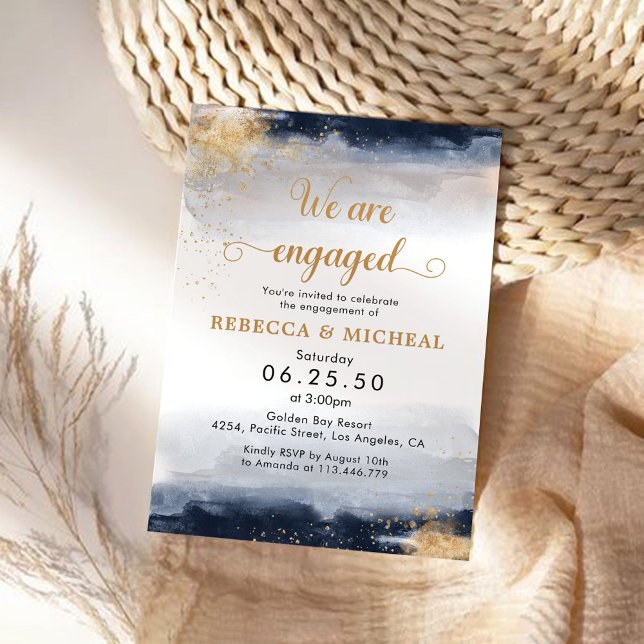Navy and Gold We Are Engaged Invitation (Creator Uploaded)