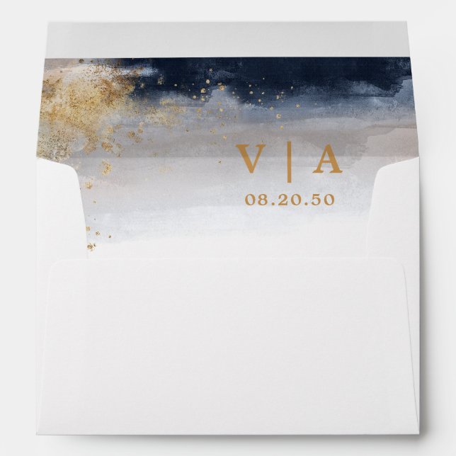 Navy and Gold Wedding Ceremony Envelope (Back (Bottom))