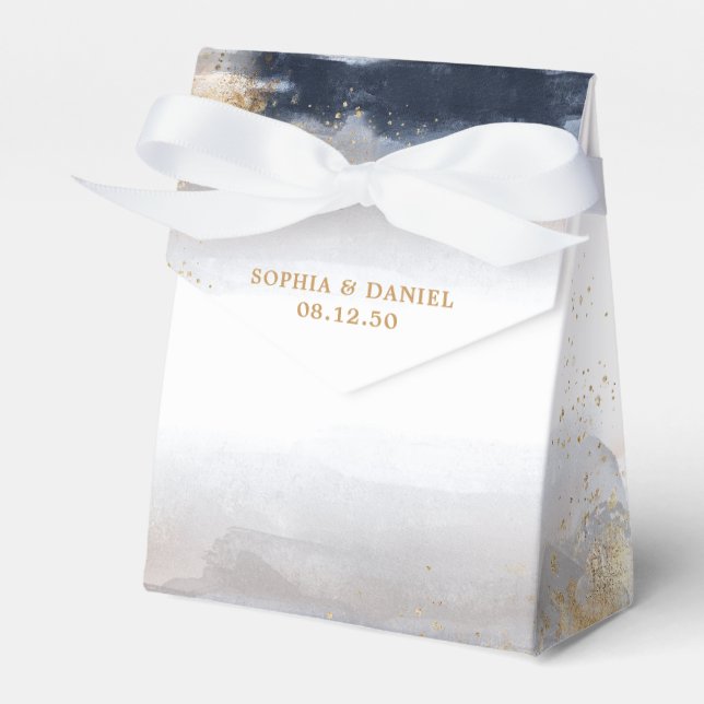 Navy and Gold Wedding Ceremony Favour Box (Front Side)