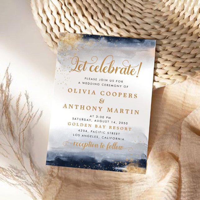 Navy and Gold Wedding Ceremony Invitation (Creator Uploaded)