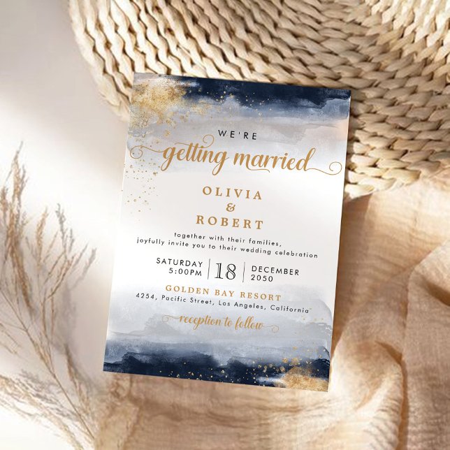 Navy and Gold Wedding Ceremony Invitation (Creator Uploaded)