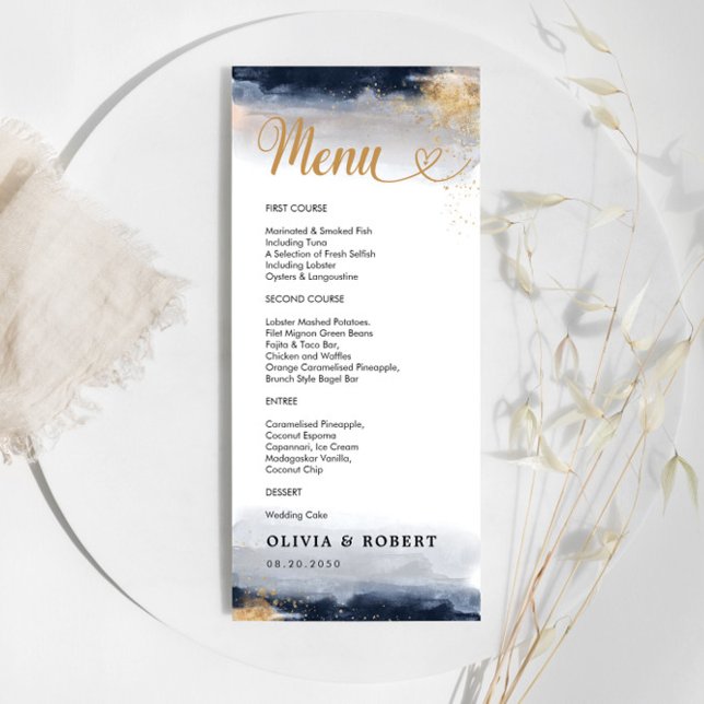 Navy and Gold Wedding Ceremony Menu (Creator Uploaded)