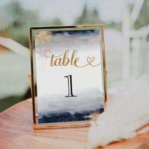 Navy and Gold Wedding Ceremony Table Number