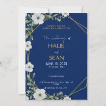 Navy and Gold Wedding Invitation Card