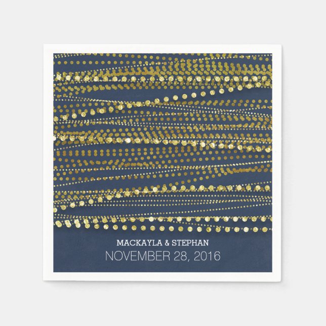 Navy and Gold Wedding Napkin (Front)