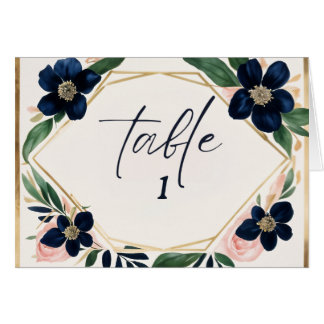 Navy and Gold Wedding Table Number
